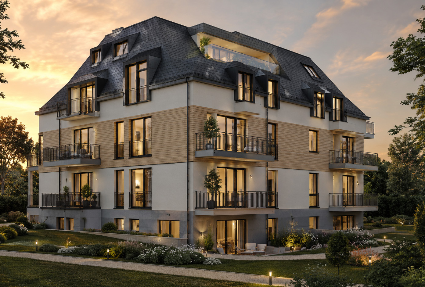 Neubau bei Nacht